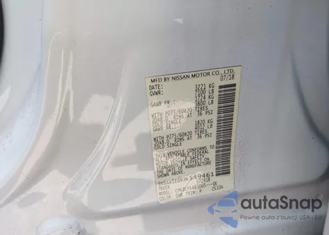 2018 Nissan Titan Platinum Reserve из США, поврежденный, VIN 1N6AA1E69JN549461